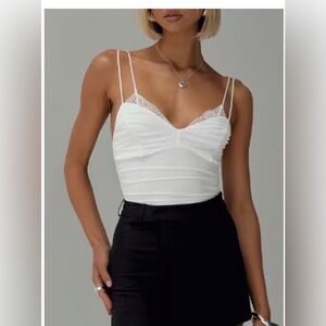 Princess Polly Corella Bodysuit size 10 Elegant White Lace Trim body suite